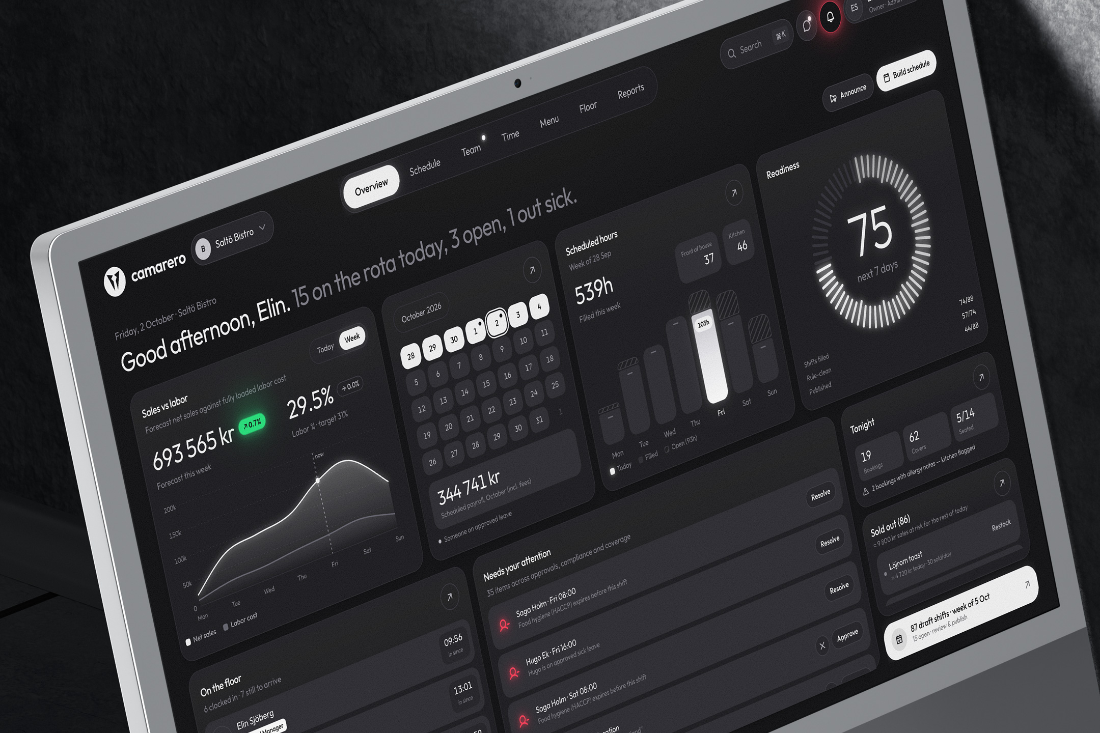 Camarero manager overview
